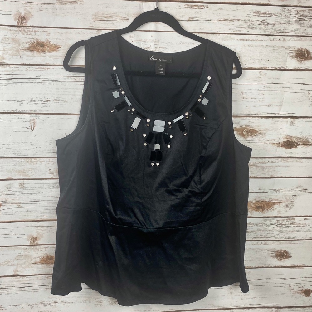 Lane Bryant Black Peplum top with Embellishment Sz. 22